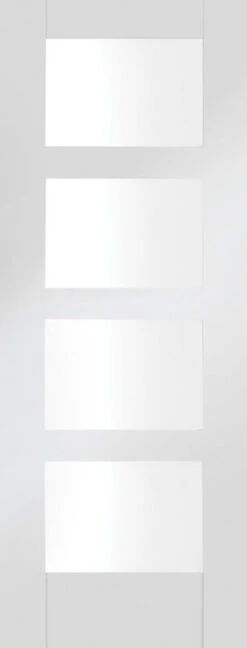 XL Shaker 4 Light White Primed Clear Glass Fire Door