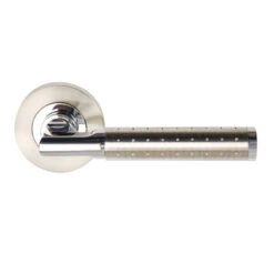 Aura Lever Door Handle Privacy Latch Set On Round Rose PCP
