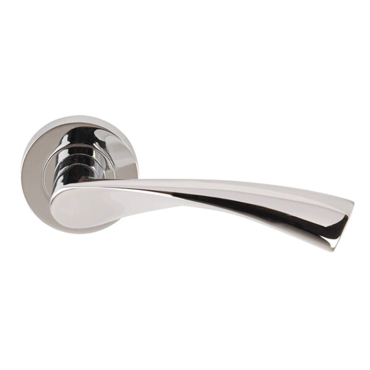 Flex Lever Door Handle Privacy Latch Set On Round Rose PCP 3 Flex Lever Door Handle Privacy Latch Set On Round Rose PCP