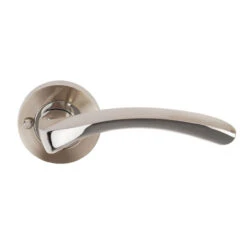 Arc Lever Door Handle Privacy Latch Set On Round Rose PCP SNP
