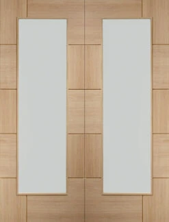 XL Ravenna Internal Oak Door Pair With Clear Glass 1981 X 1524 X 40mm (60 Inch)