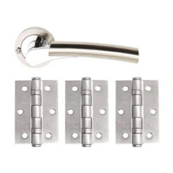 Ultimo Lever Door Handle Pack On Round Rose SNP PCP
